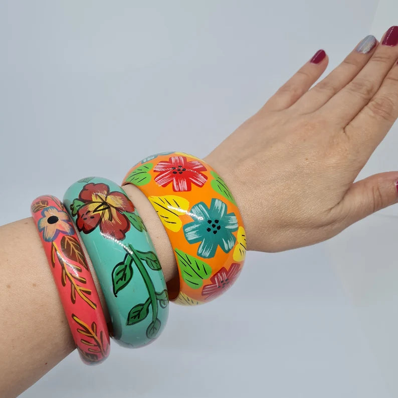 Color Pencil a Wooden Bangle Bracelet - KarmaBless