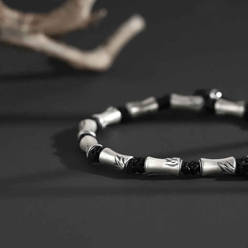 Pulseira de corrente de segmento de bambu zen