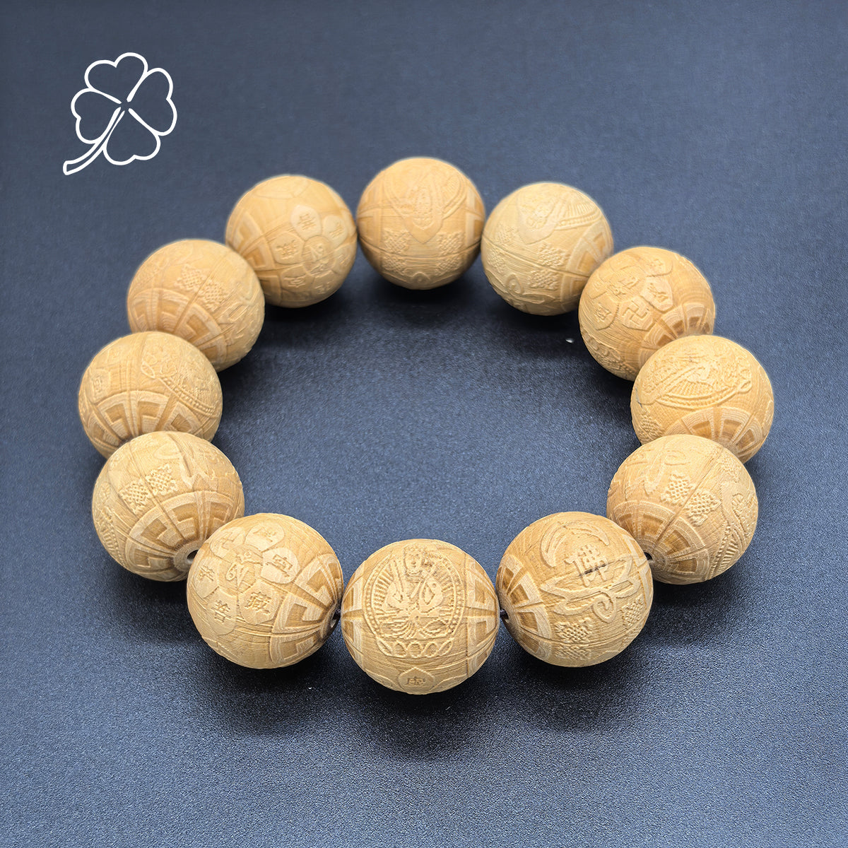 Six Path Wood en relieve brazalete de Buda - Madera de buena fortuna