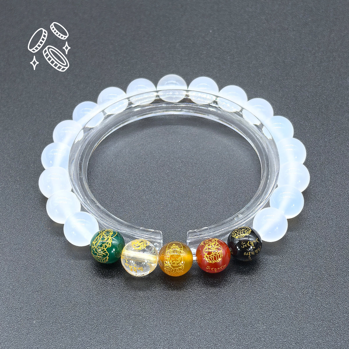 Pulseira de Chakra de Ágata Branca - Boa Sorte