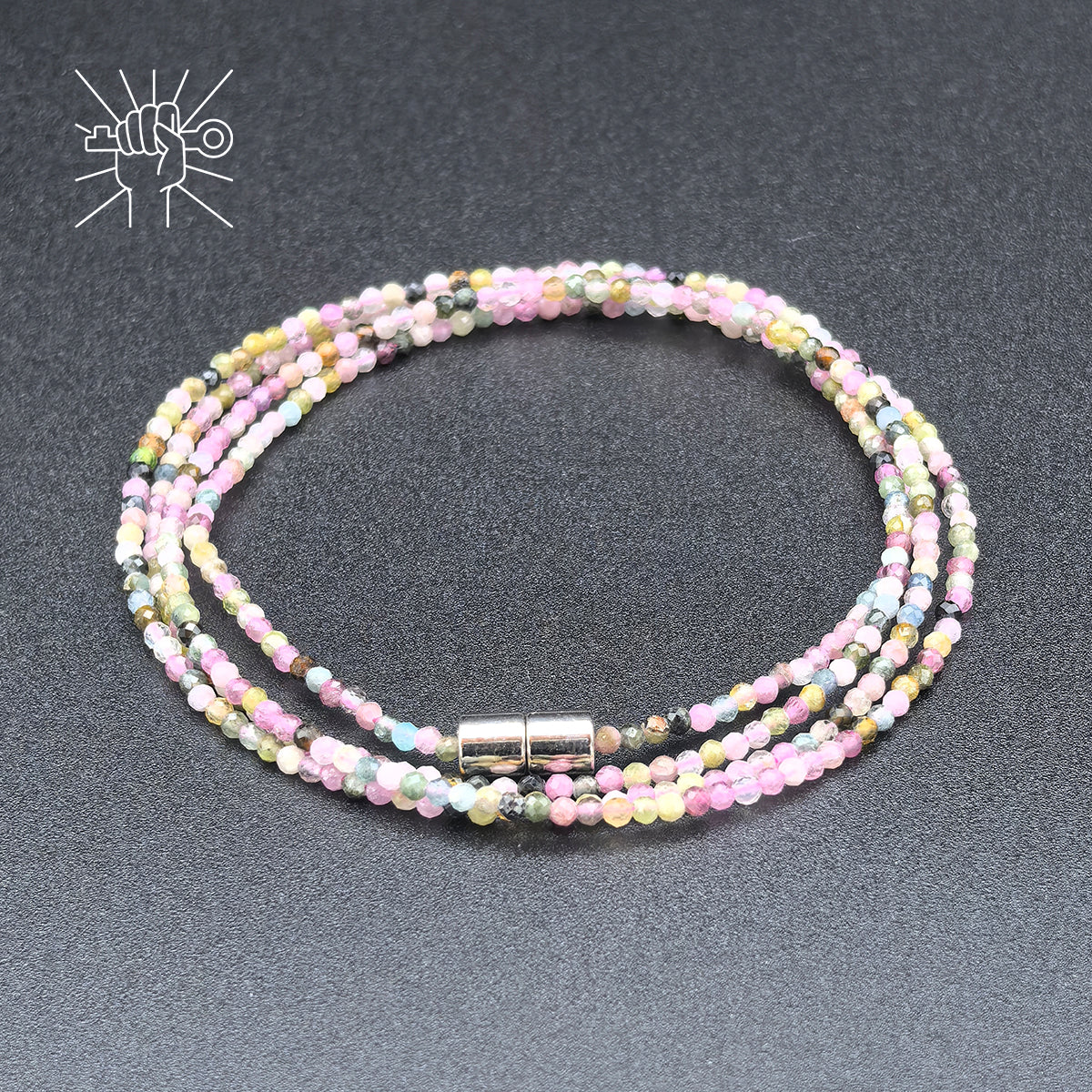 Brazalete de turmalina multicolores-Líder de nacimiento natural