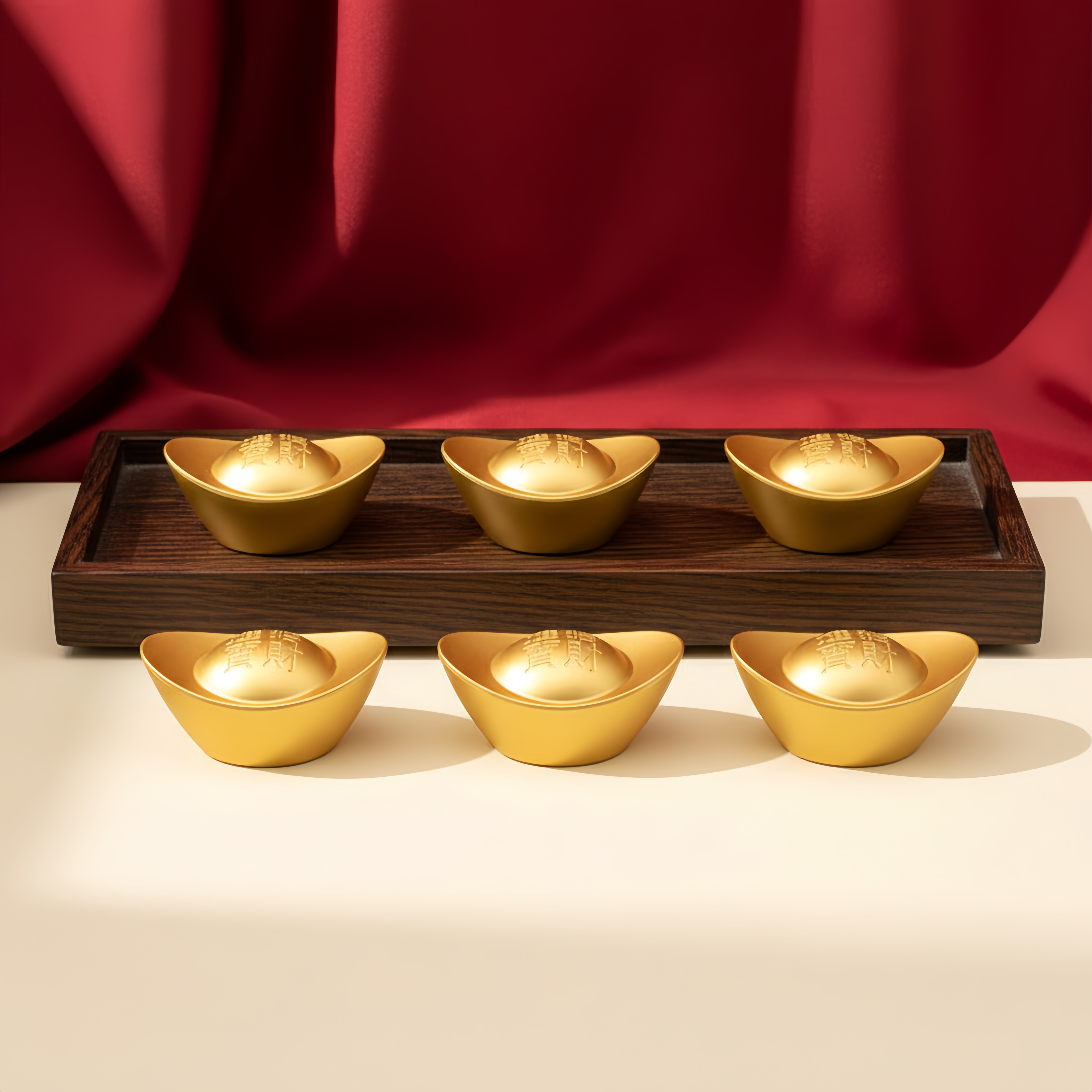 Yuanbao de prosperidad dorada: Lingote de riqueza de latón "Zhao Cai Jin Bao"