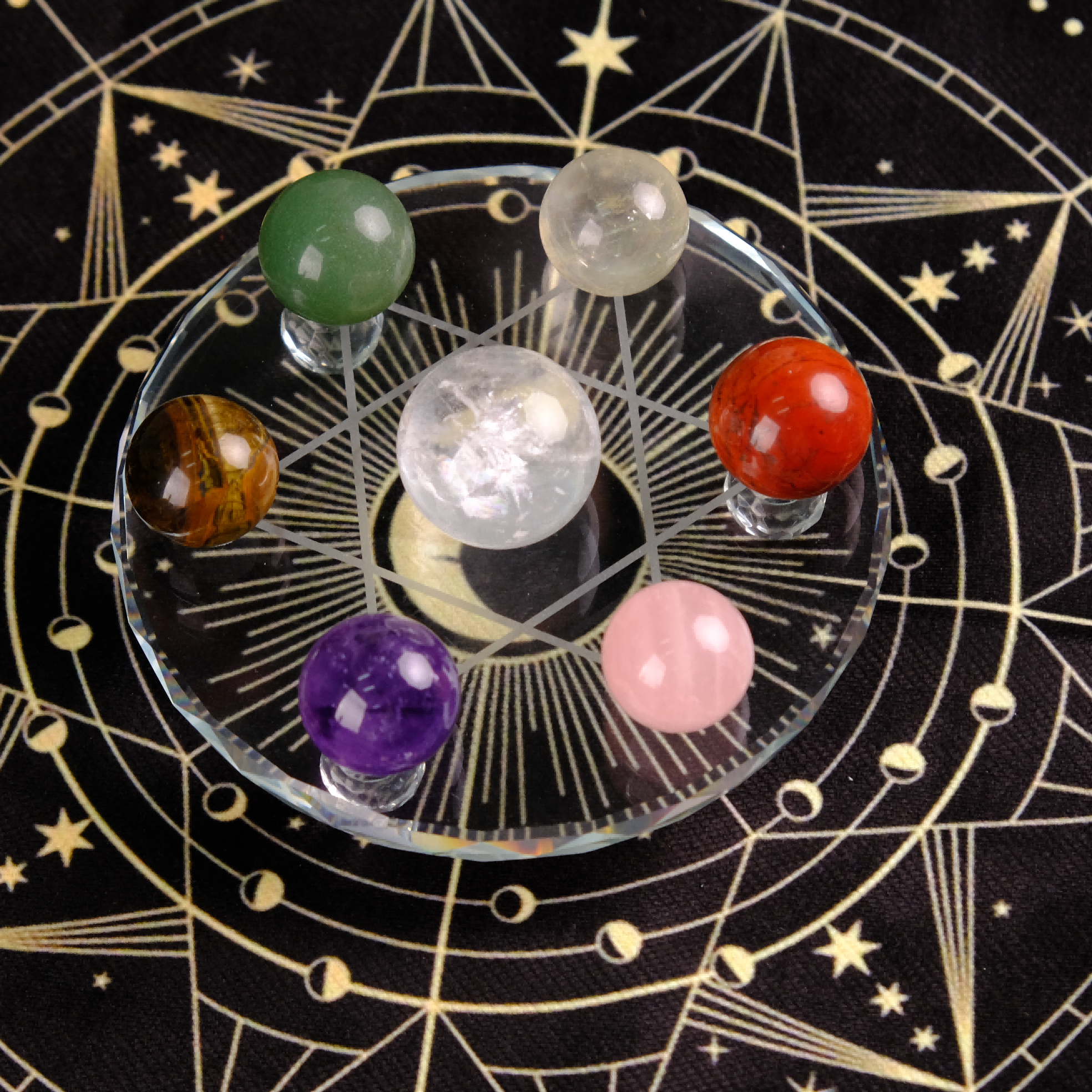 Celestial Hexa Crystal Grid with Crystal Tower Set
