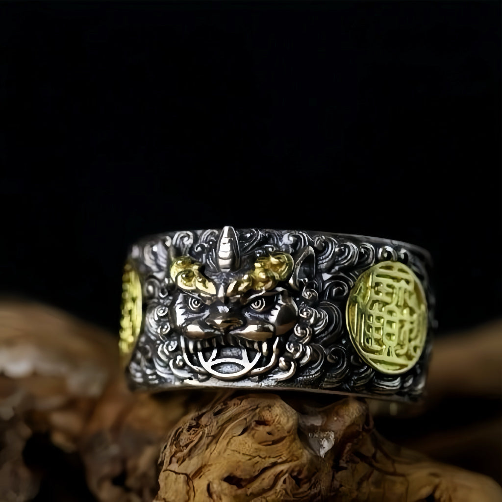 Silver Fang Talisman Feng Shui Pixiu Ring