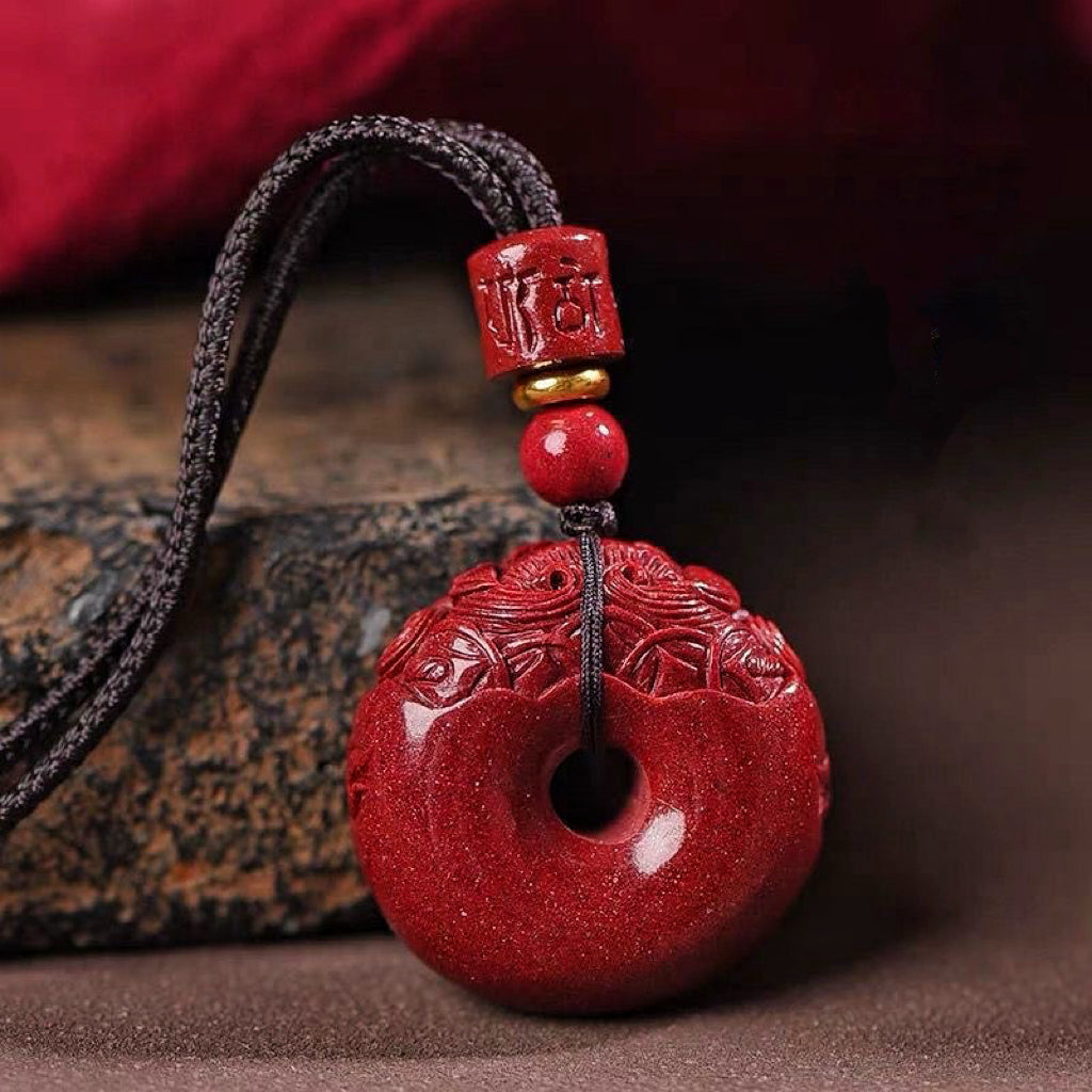 Cinnabar Feng Shui Pixiu Peace Token Pendant