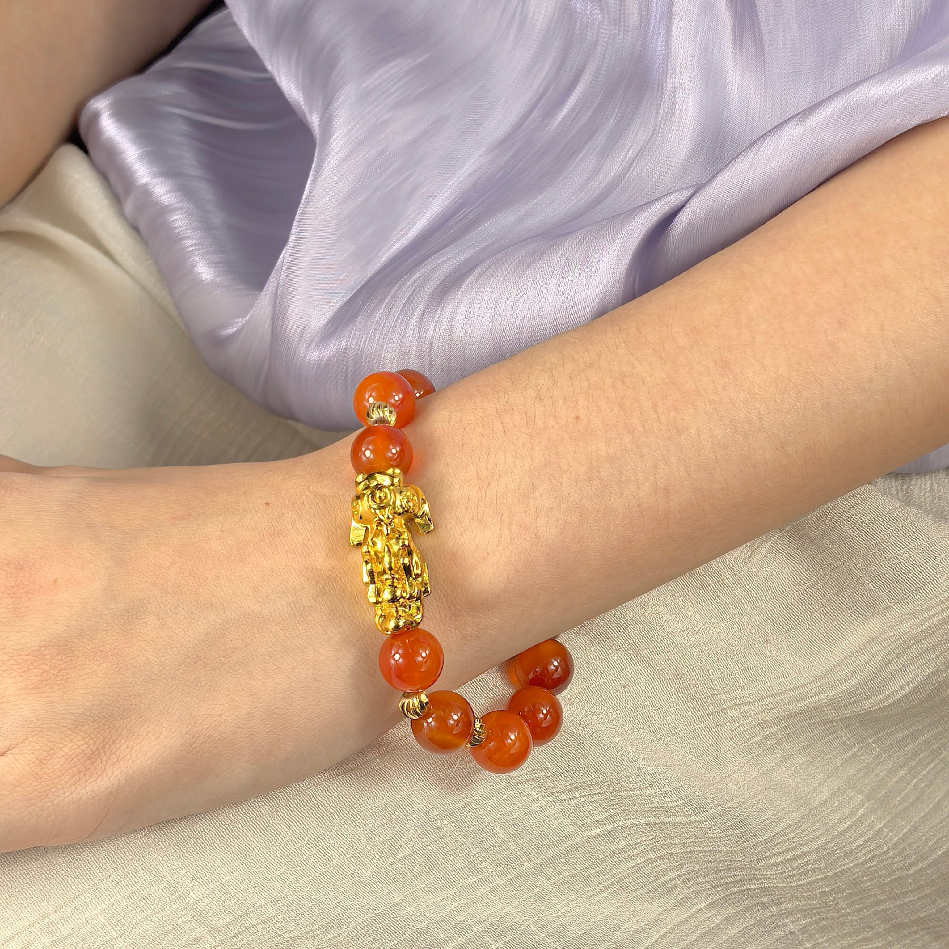 Brazalete de ágata roja de feng shui pixiu - trae amor