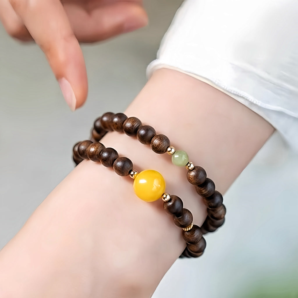 Brazalete de Agarwood de jade de doble círculo