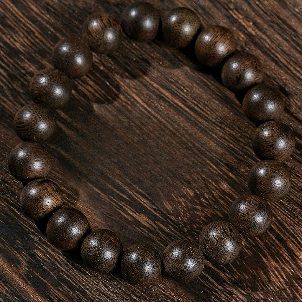 Pulsera de madera de agarre de cuentas de aceite negro de Vietnam