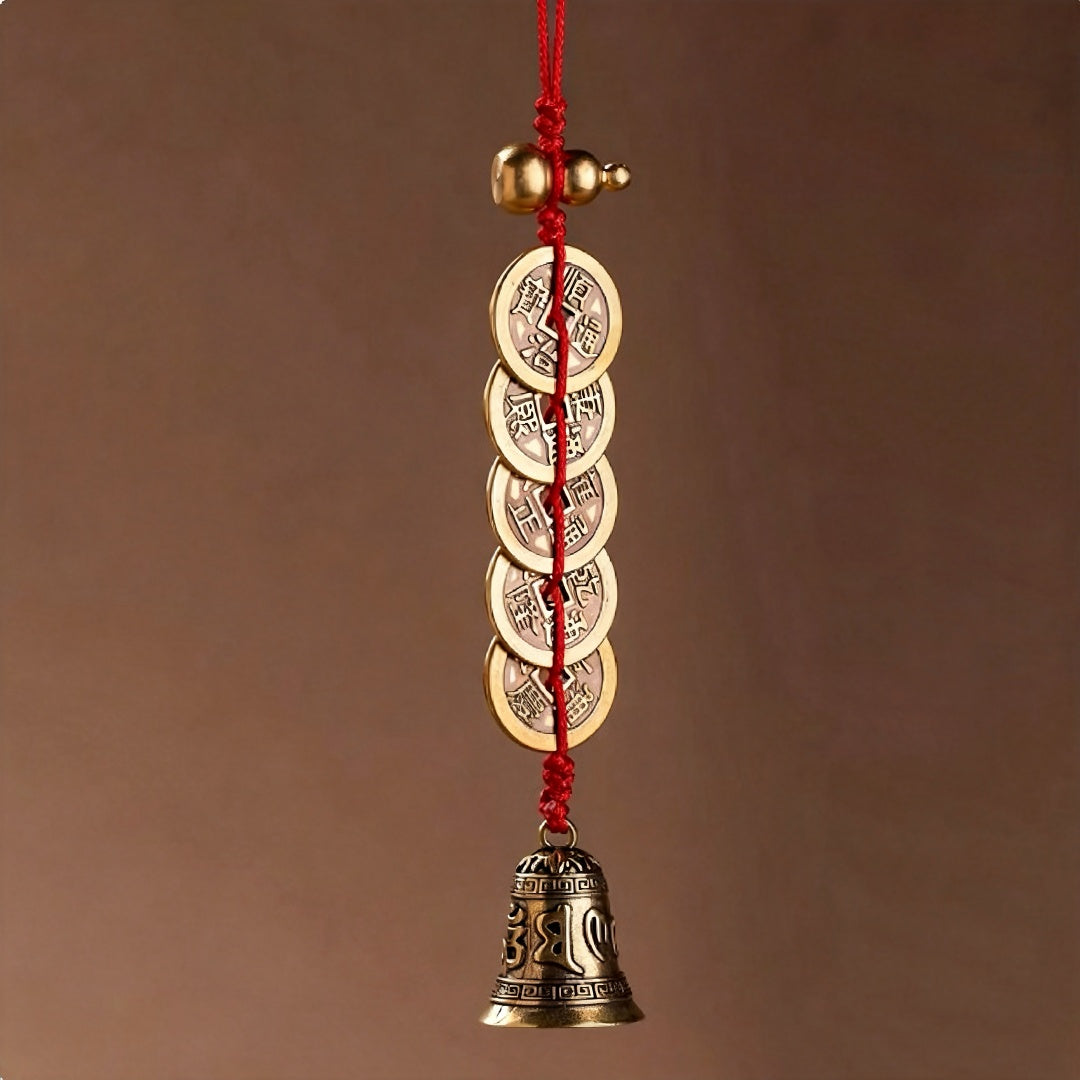 Brass Five Emperor Coins Hanging Ornament