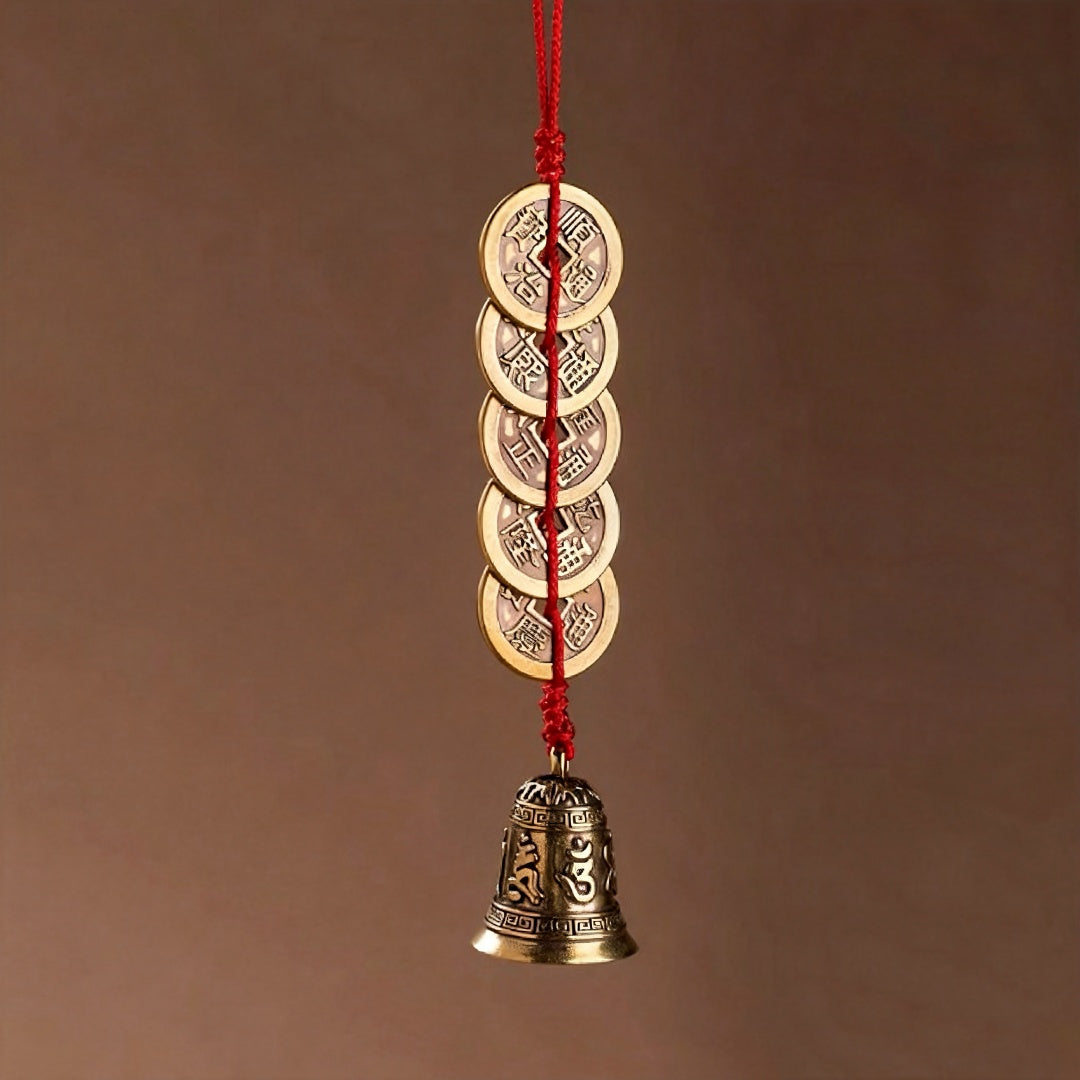 Brass Five Emperor Coins Hanging Ornament