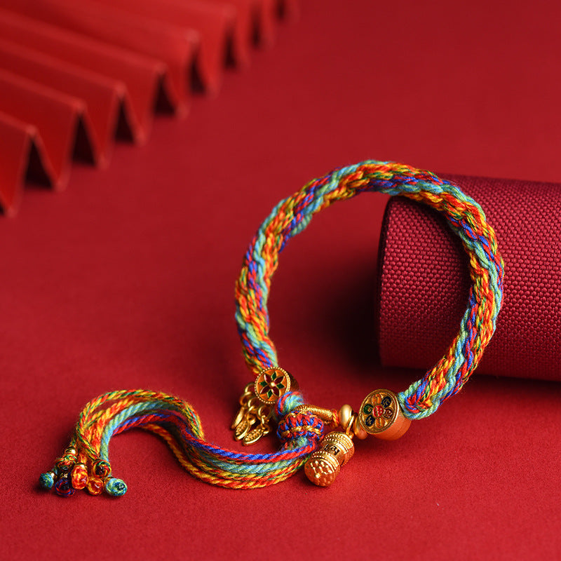 Samsara Knot Feng Shui Pulsera de cuerda roja