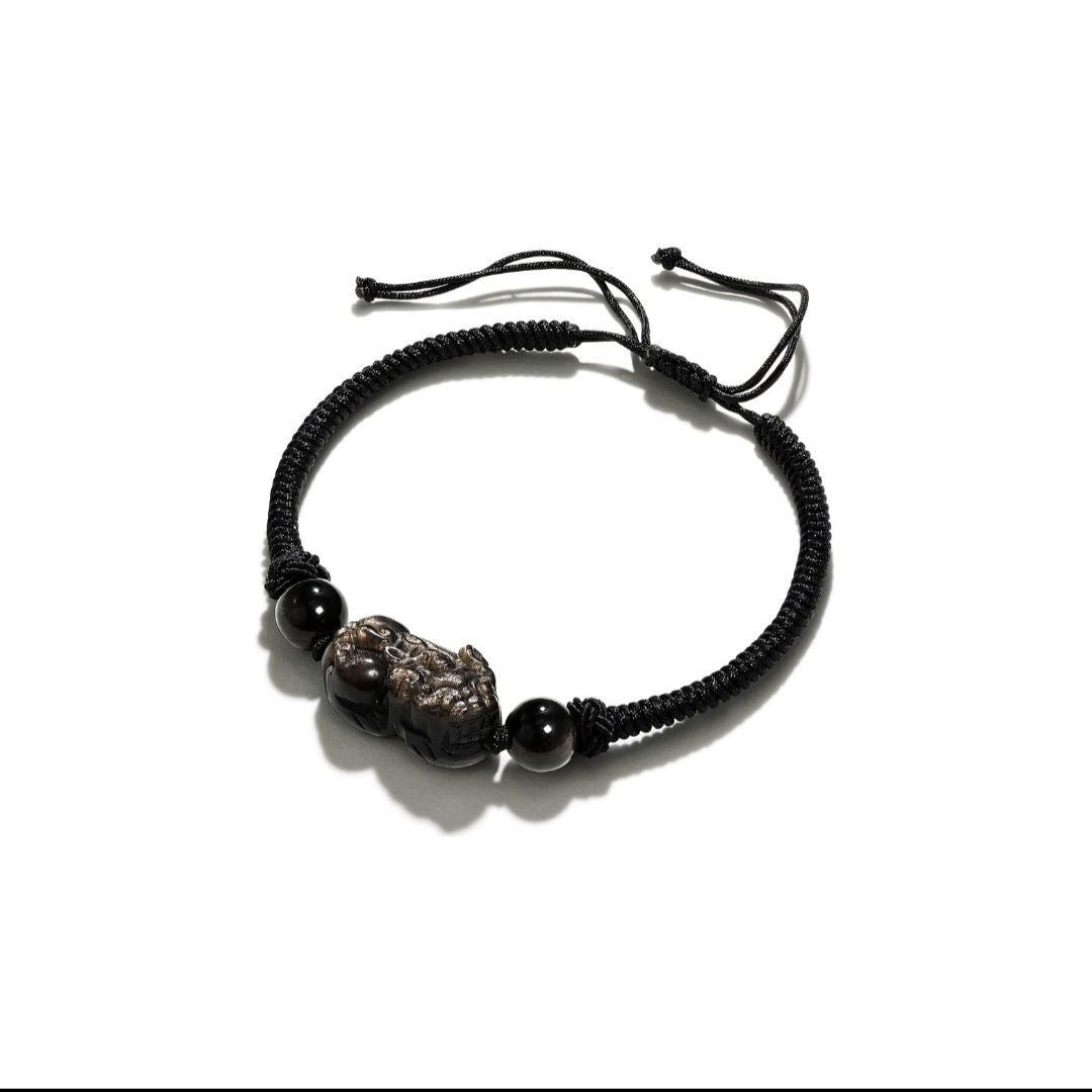Pulseira Pixiu Feng Shui de Pedra da Lua Prateada