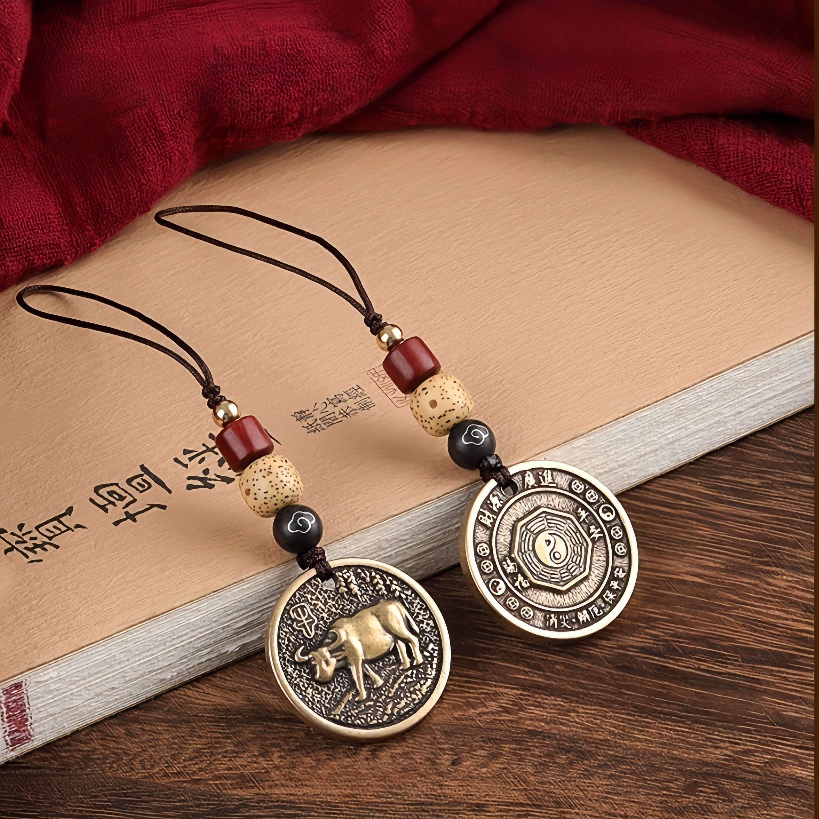 Year of the Horse Brass Zodiac Medallion Keychain