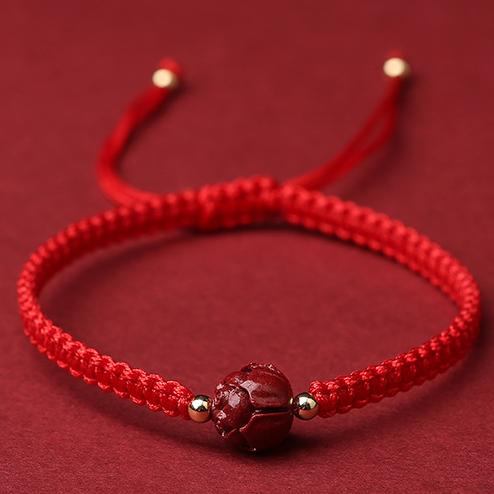 Pulsera de cuerda roja de loto sagrado