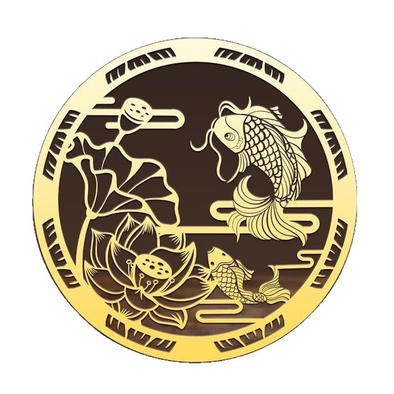 Wealth Attract Golden Koi and Lotus Wall Decal