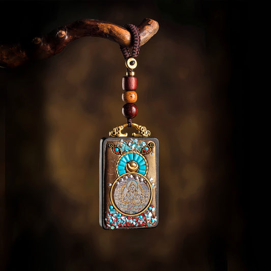 Sacred Ebony Artisan Tibetan Thangka Amulet