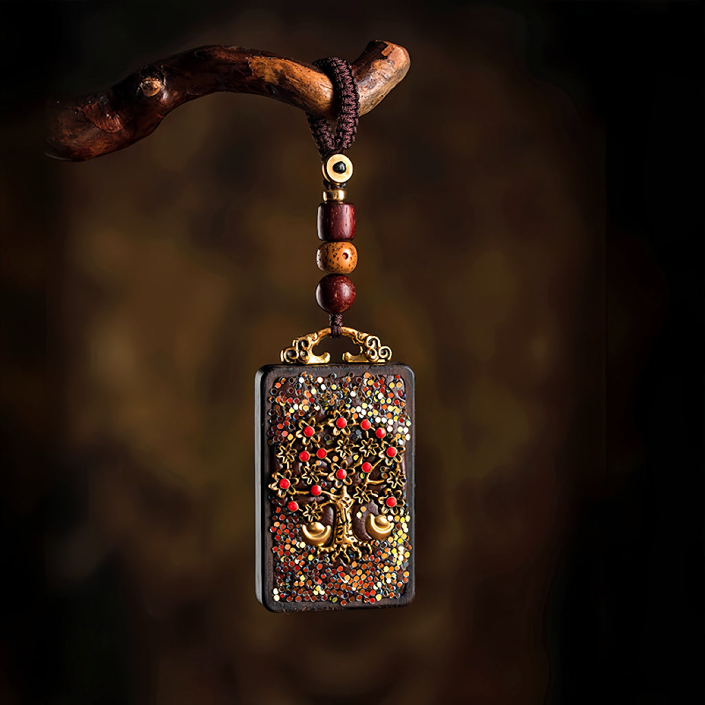 Sacred Ebony Artisan Tibetan Thangka Amulet