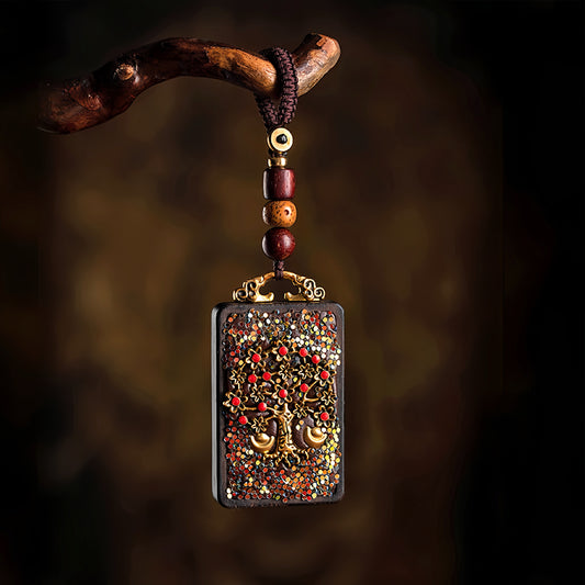 Sacred Ebony Artisan Tibetan Thangka Amulet