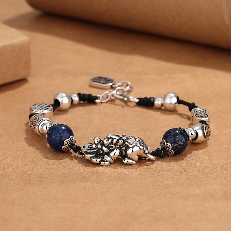 Lapis Lazuli & Blessing Coins Feng Shui Pixiu Fortune Bracelet