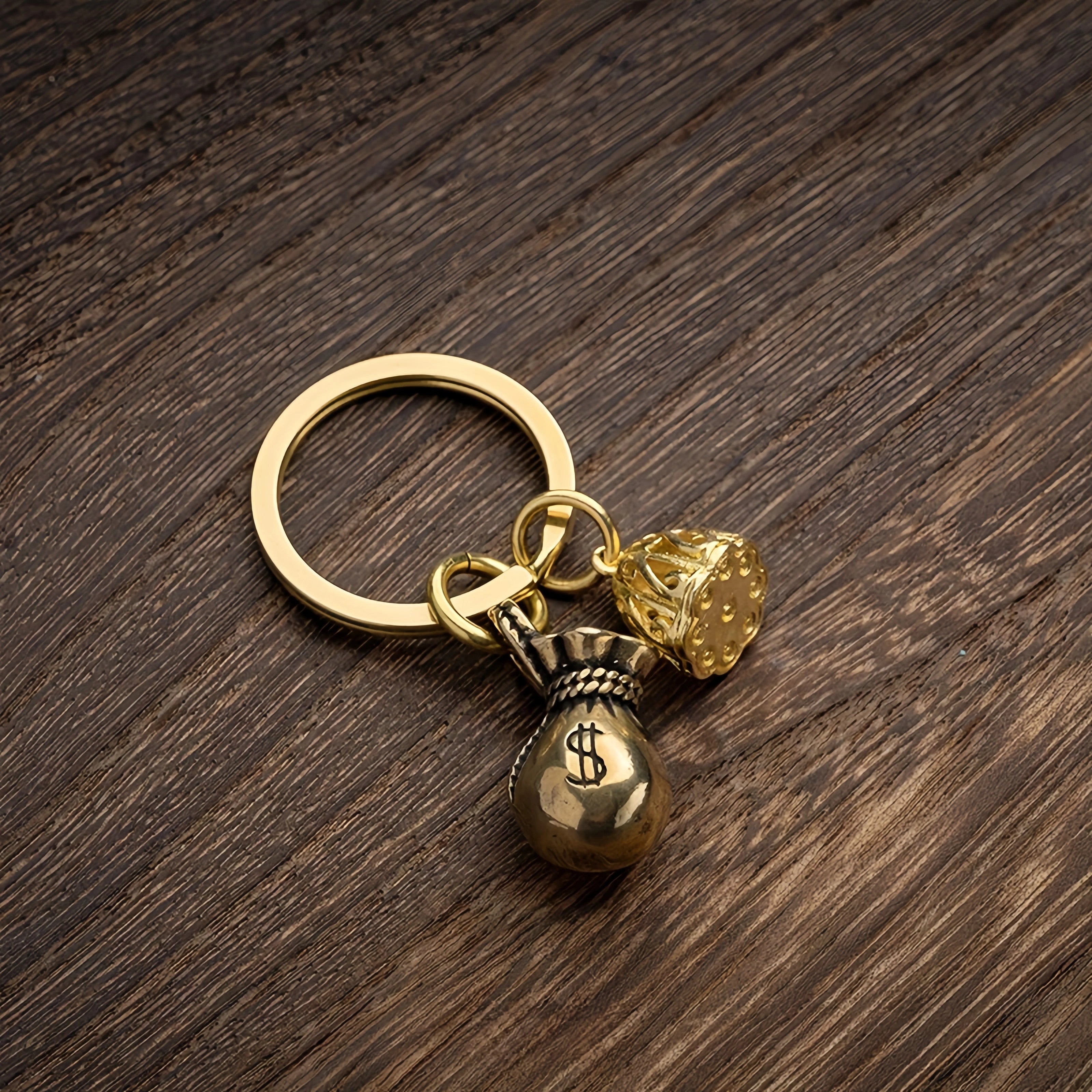 Dollar Money Bag Prosperity Charm Keychain for Wealth & Good Fortune