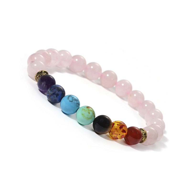 Rose Quartz Seven Chakra Bracelet