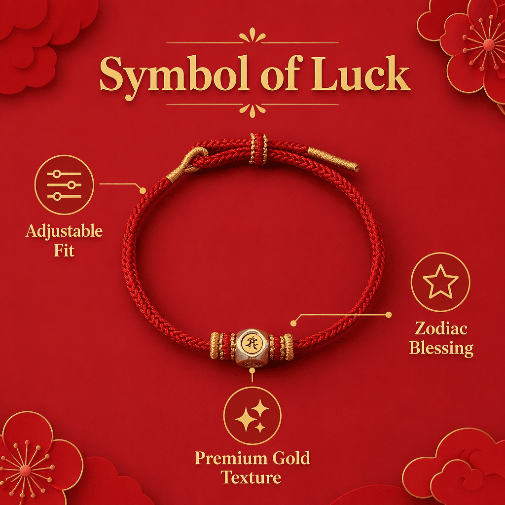 Year of the Horse Guardian Red String Bracelet: Mahasthamaprapta Bodhisattva