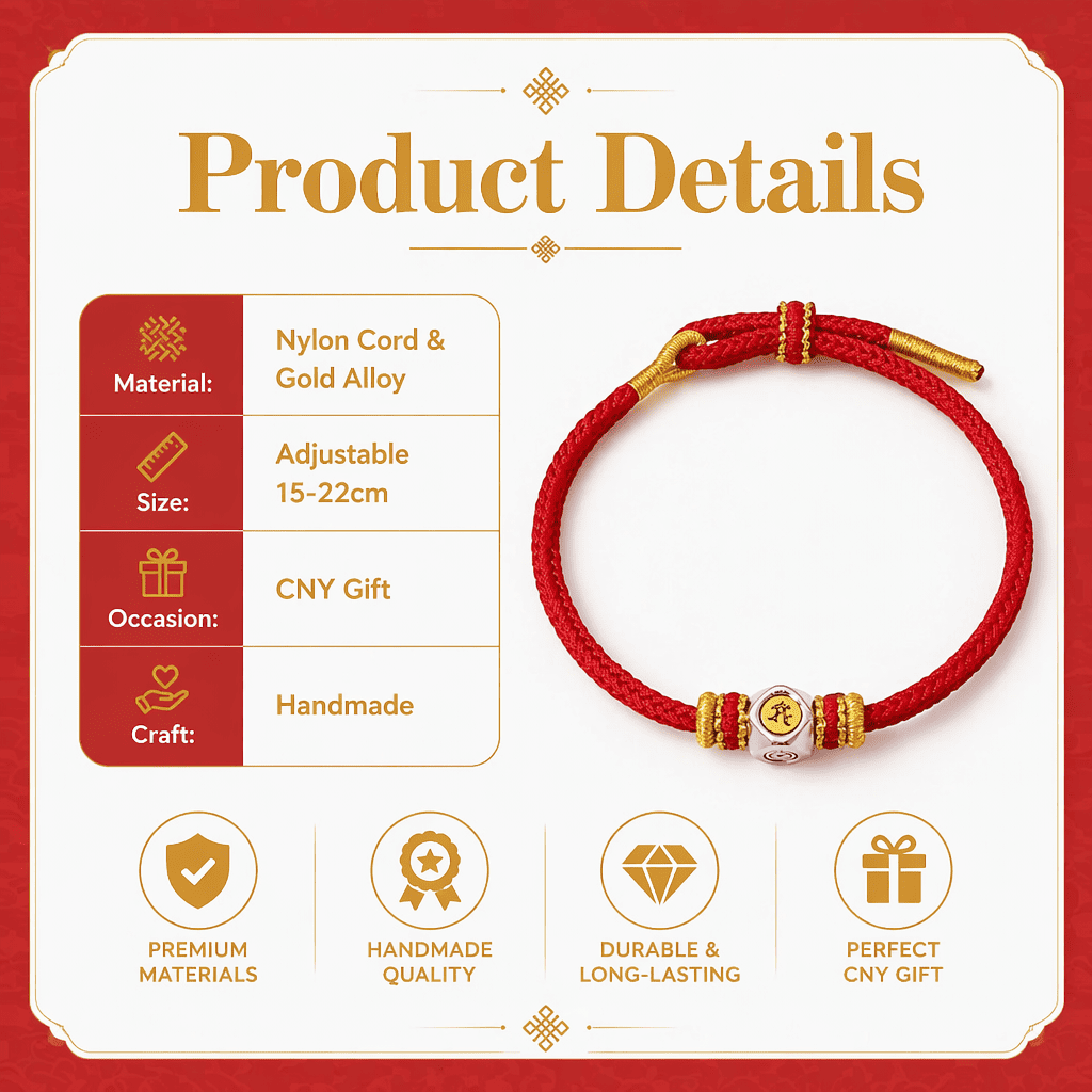 Year of the Horse Guardian Red String Bracelet: Mahasthamaprapta Bodhisattva