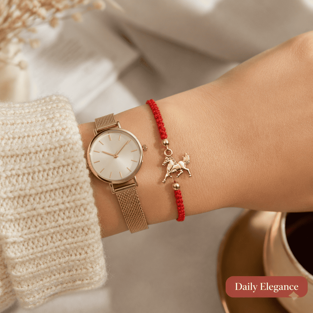 Pulsera de hilo rojo de la suerte "Ben Ming Nian" del Año del Caballo