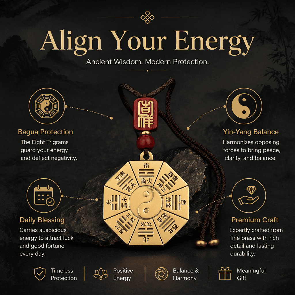 Brass Taiji Bagua Pendant of Early and Later Heaven
