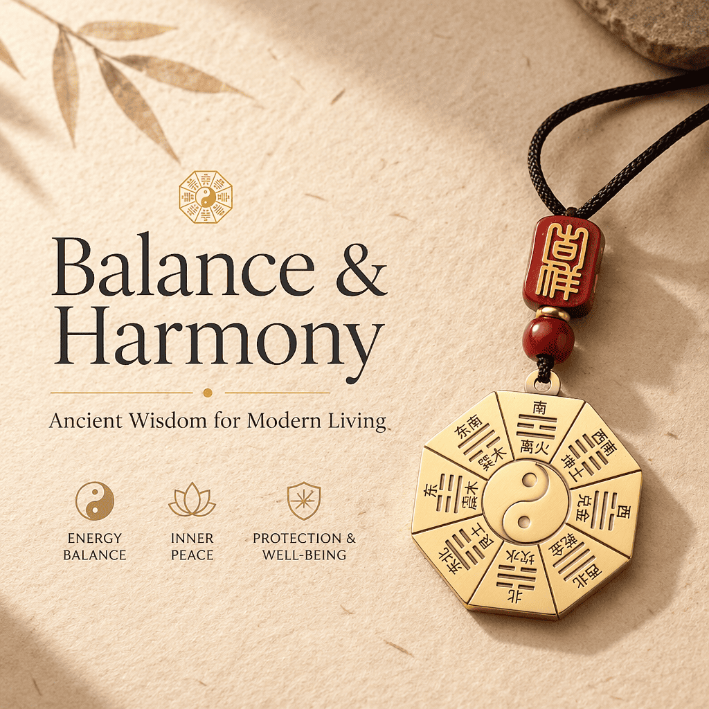 Brass Taiji Bagua Pendant of Early and Later Heaven