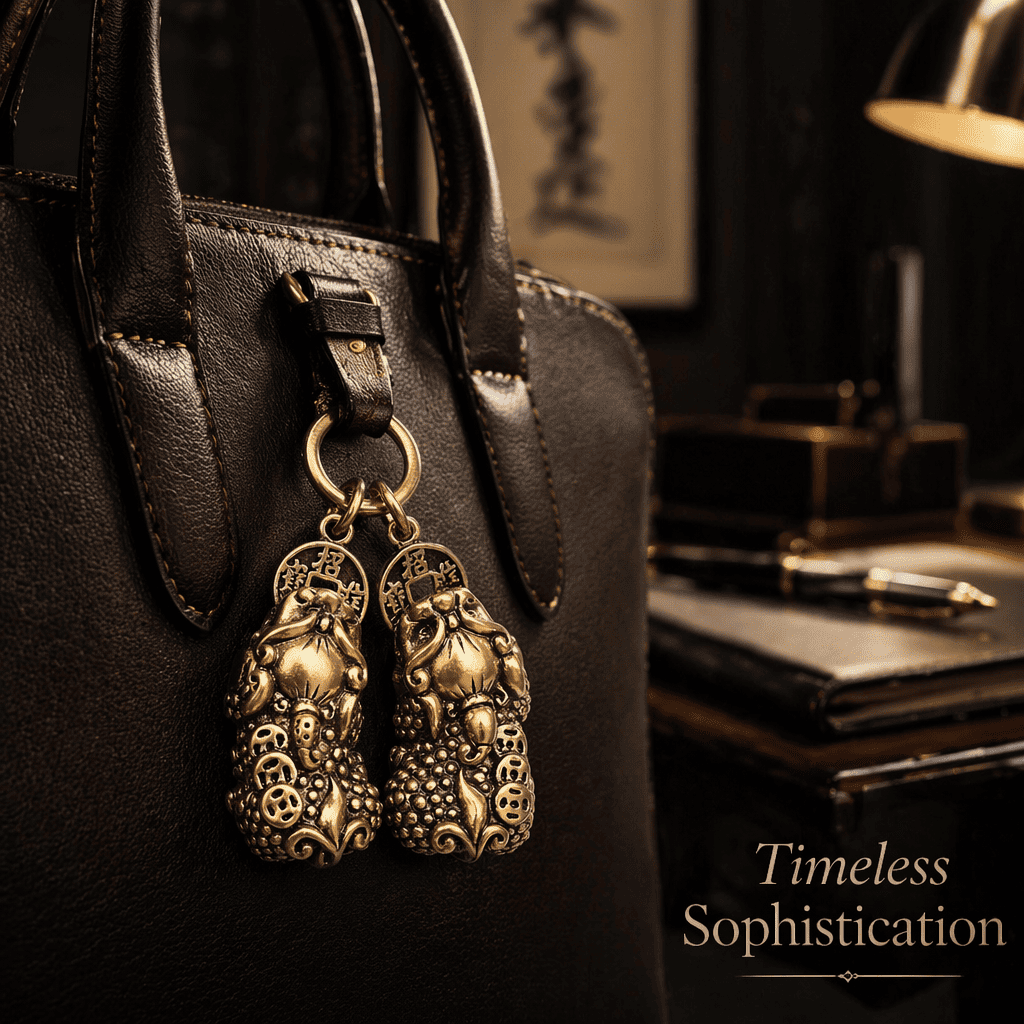 Solid Brass Male & Female Pixiu Wealth Keychain
