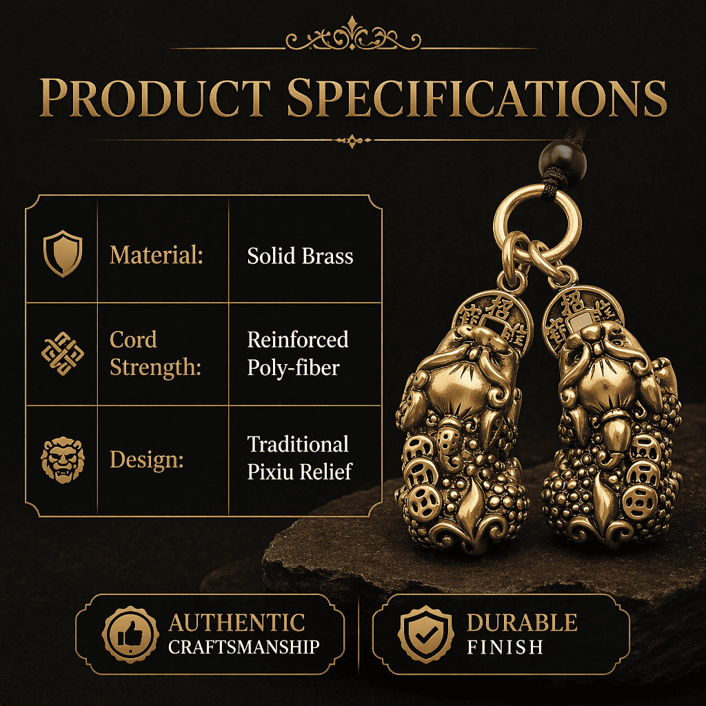 Solid Brass Male & Female Pixiu Wealth Keychain