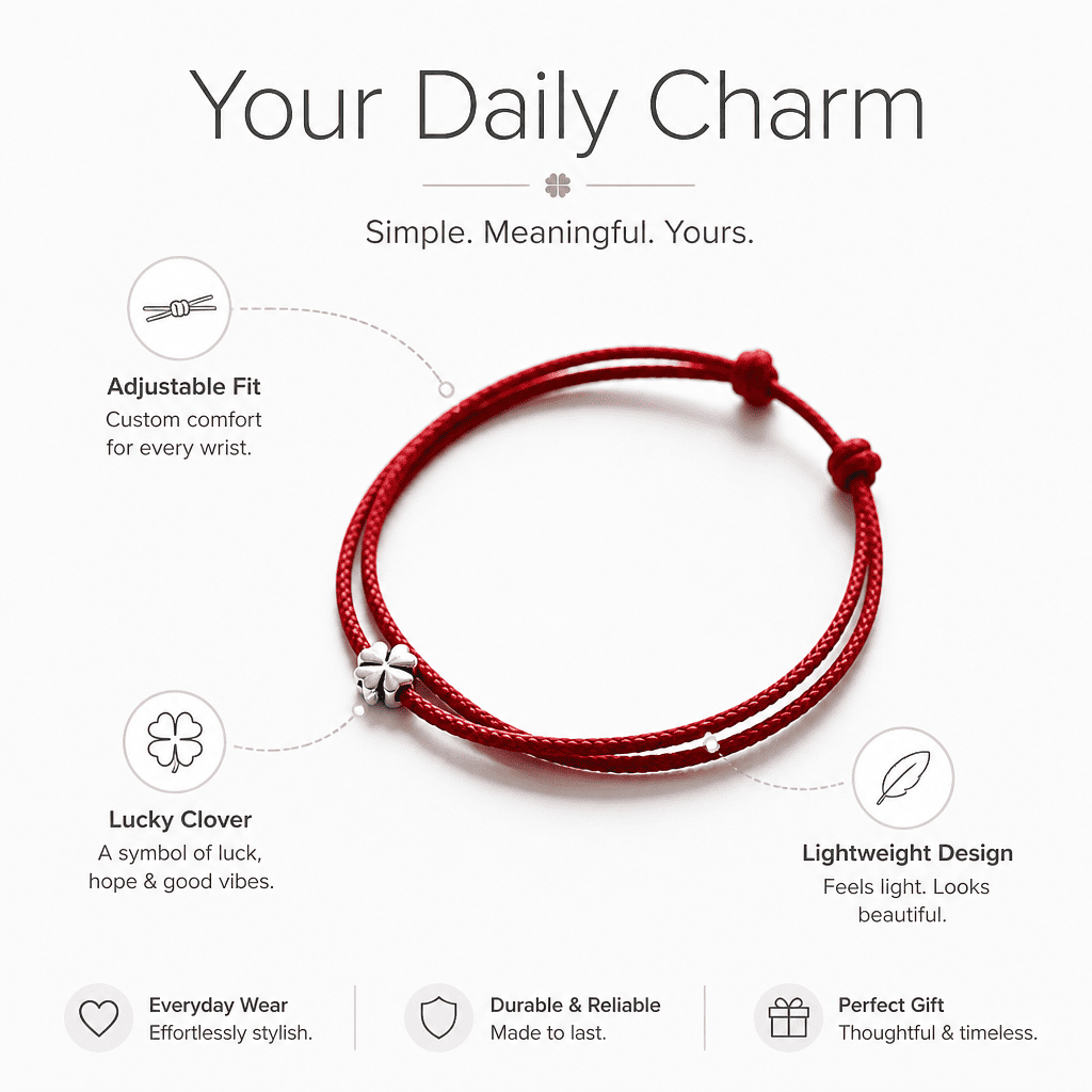 Clover Luck Amplifier Red String Bracelet