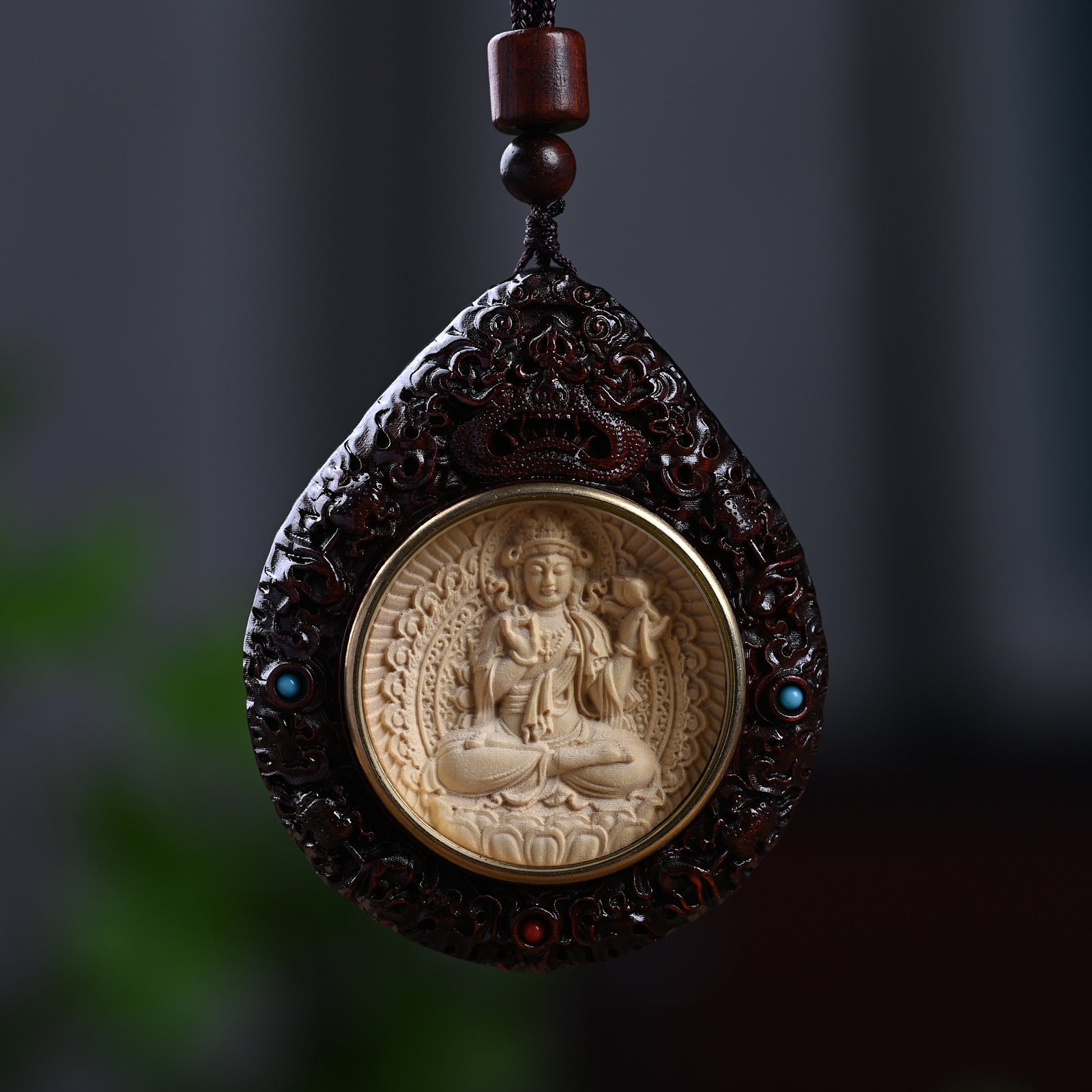 Boxwood and Zitan Wood Zodiac Guardian Bodhisattva Pendant
