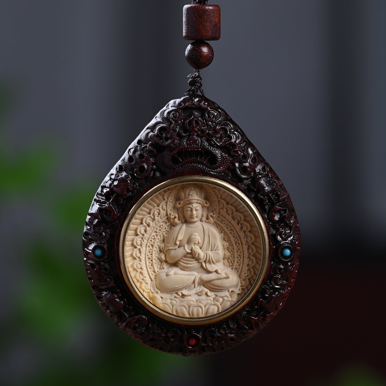 Boxwood and Zitan Wood Zodiac Guardian Bodhisattva Pendant