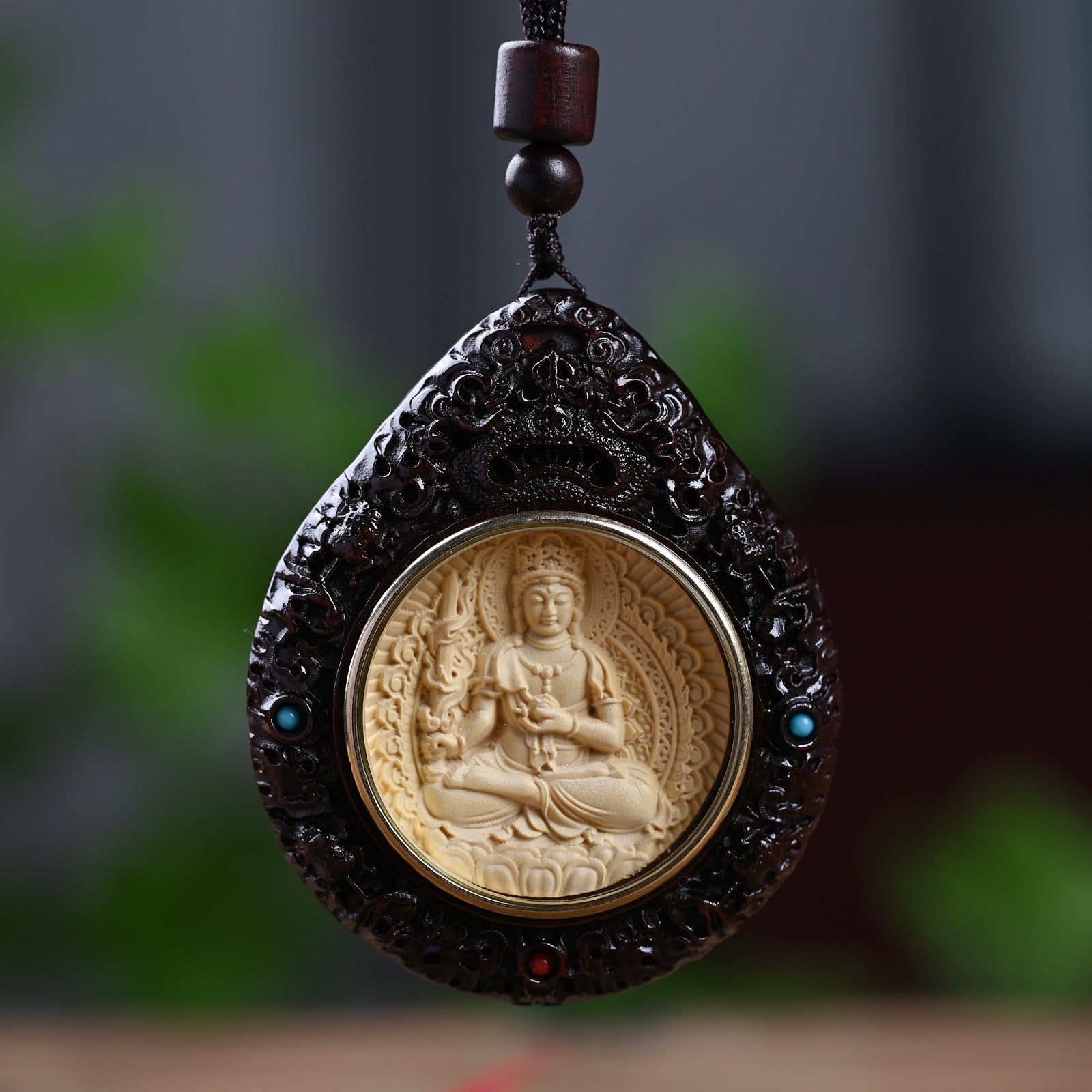 Boxwood and Zitan Wood Zodiac Guardian Bodhisattva Pendant