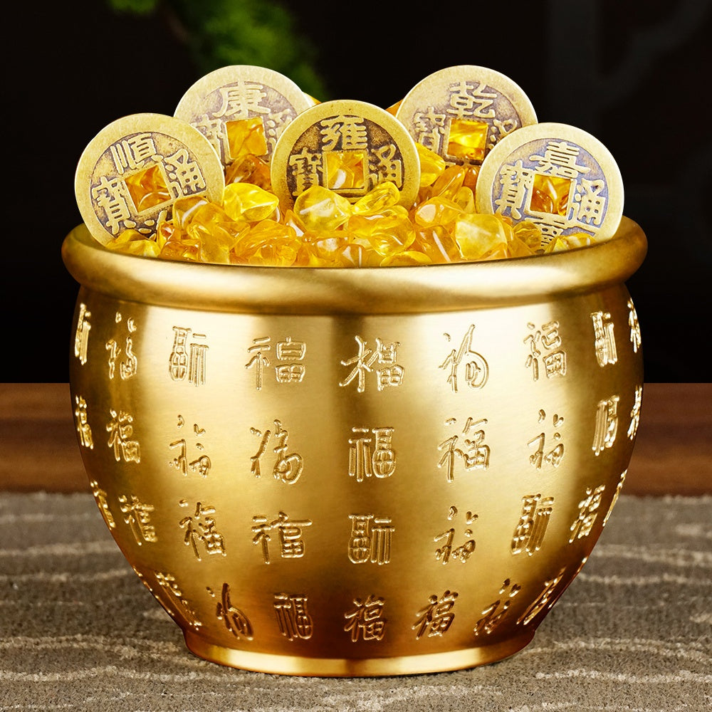 The "Hundred Blessings" Brass Wealth Bowl