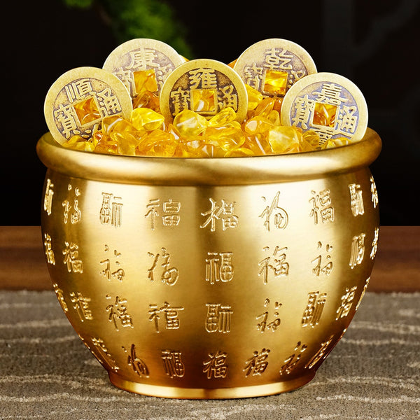 The "Hundred Blessings" Brass Wealth Bowl