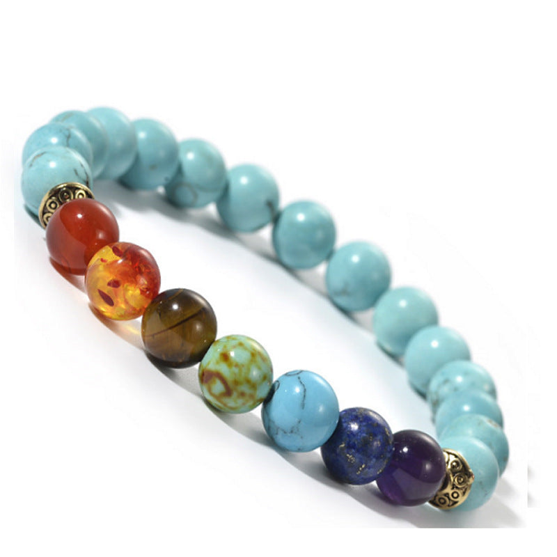 Blue Turquoise Seven Chakra Bracelet