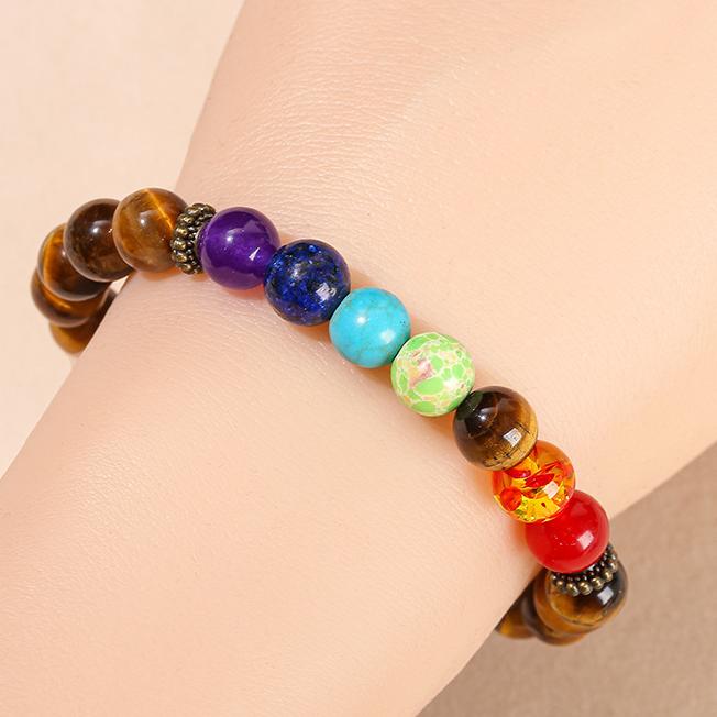 Yellow Tiger's Eye Seven Chakra Bracelet