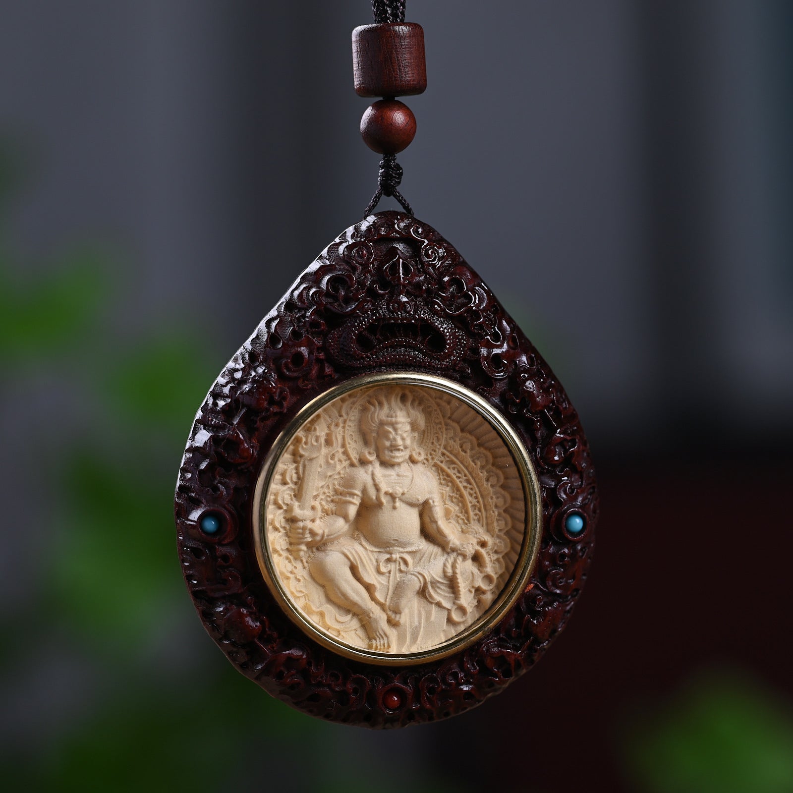 Boxwood and Zitan Wood Zodiac Guardian Bodhisattva Pendant