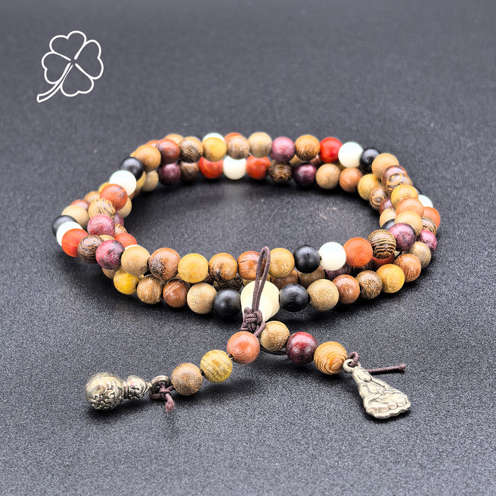 Multi-Wood Long Prayer Beads - Protection & Auspiciousness — material detail