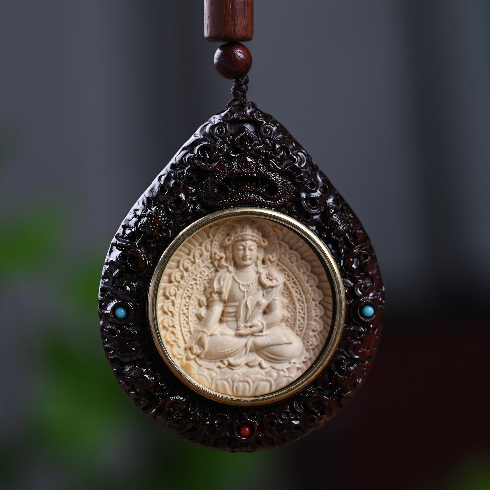 Boxwood and Zitan Wood Zodiac Guardian Bodhisattva Pendant