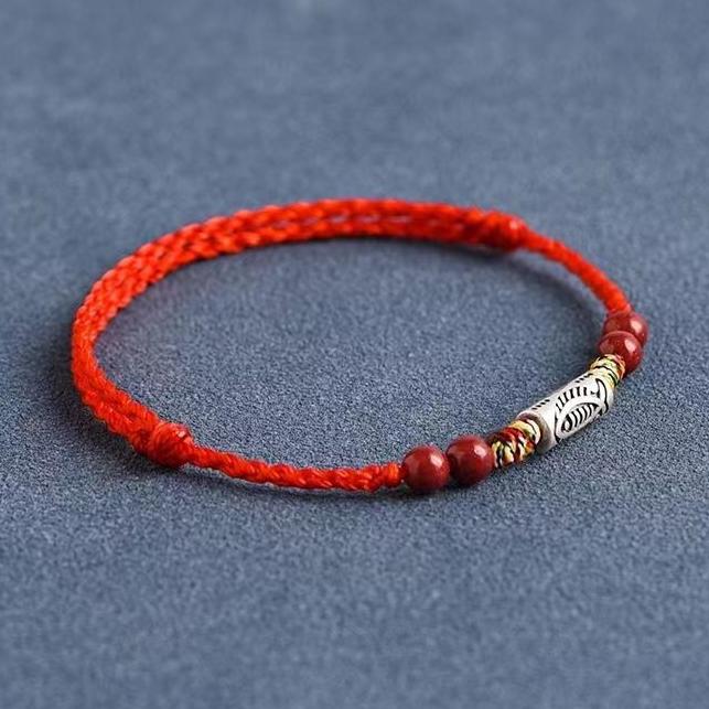 Lucky Koi Fish Sterling Silver Red String Bracelet