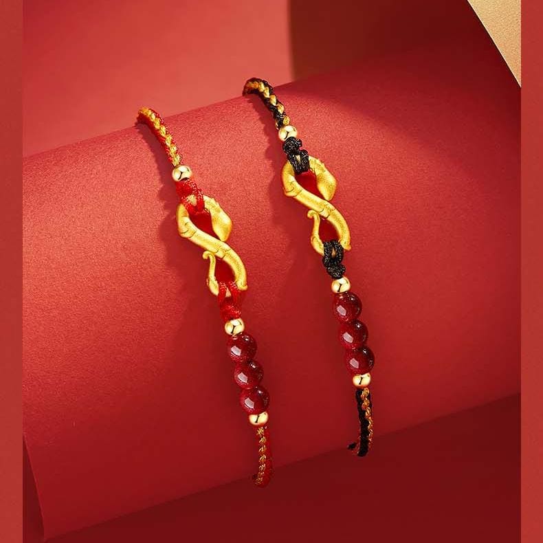 Twin Serpent Harmony Red String Bracelet