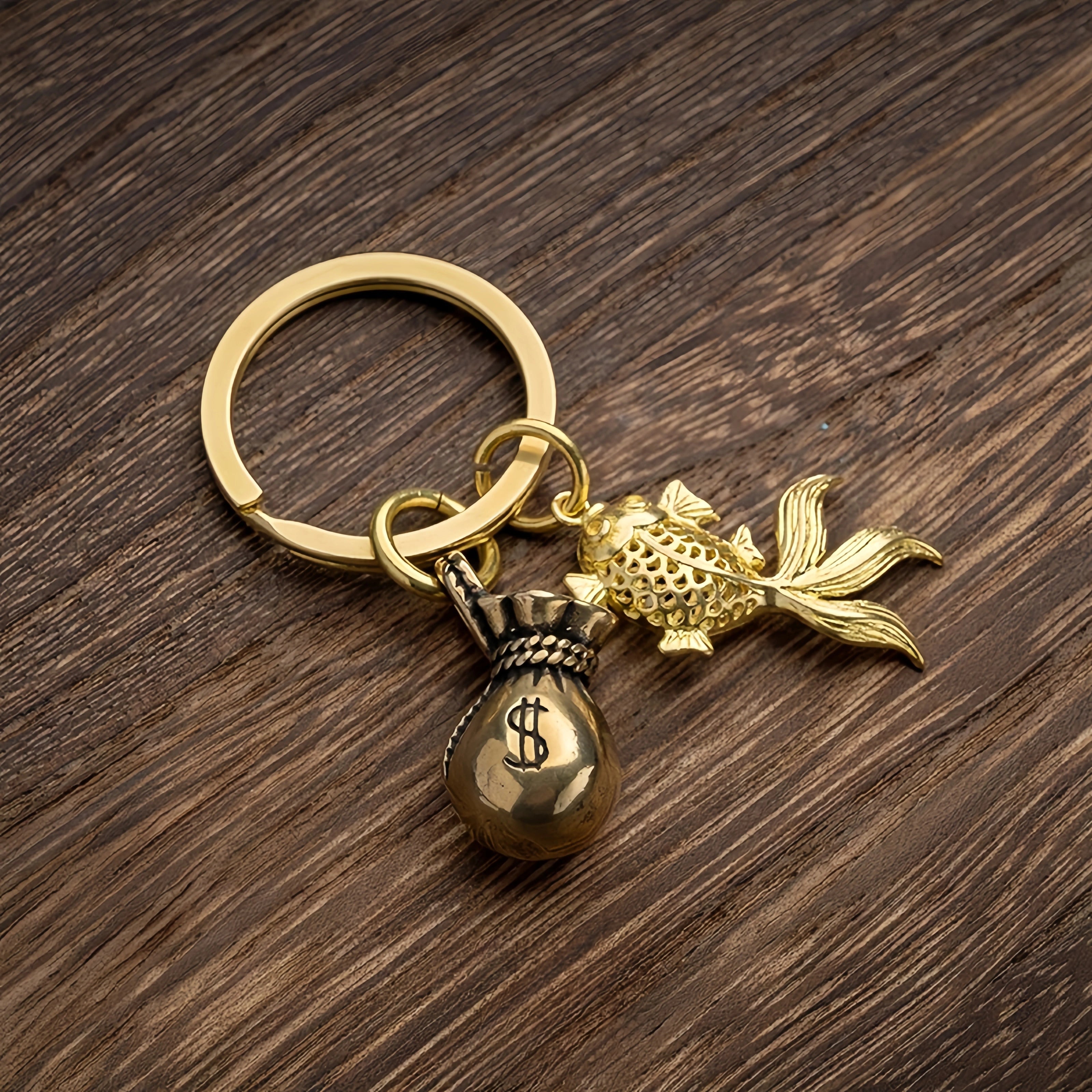 Dollar Money Bag Prosperity Charm Keychain for Wealth & Good Fortune