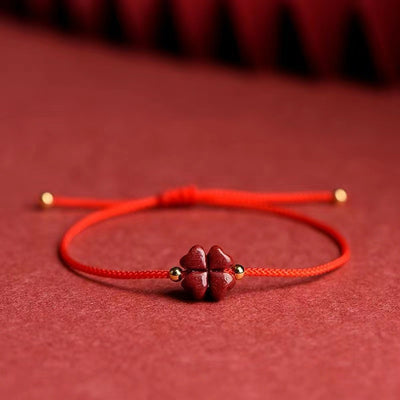 Cinnabar Clover Luck Amplifier Red String Bracelet