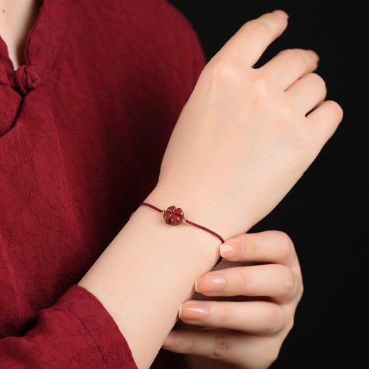Cinnabar Clover Luck Amplifier Red String Bracelet