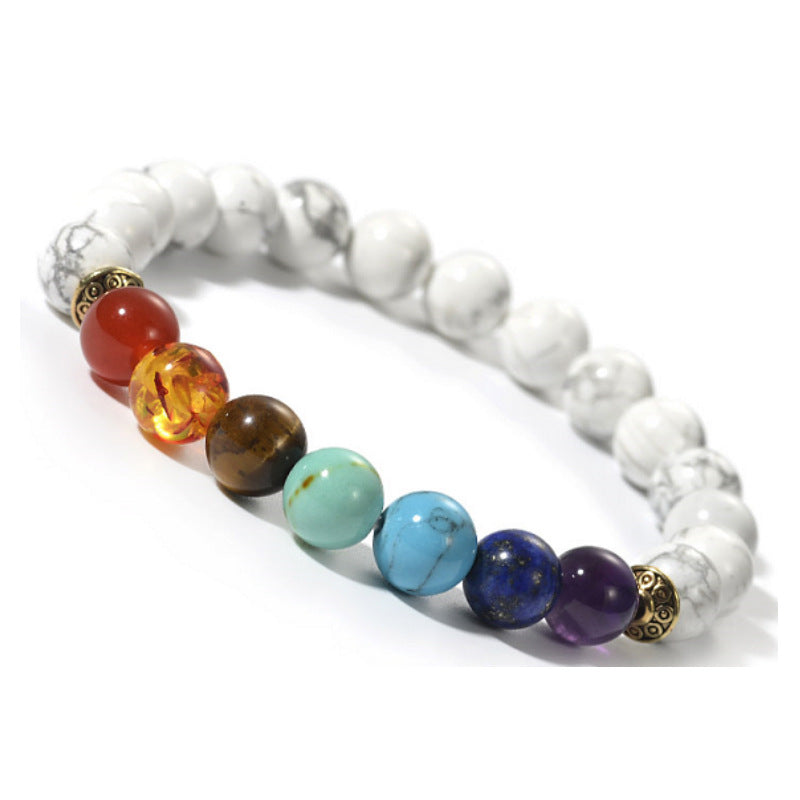 White Howlite Seven Chakra Bracelet