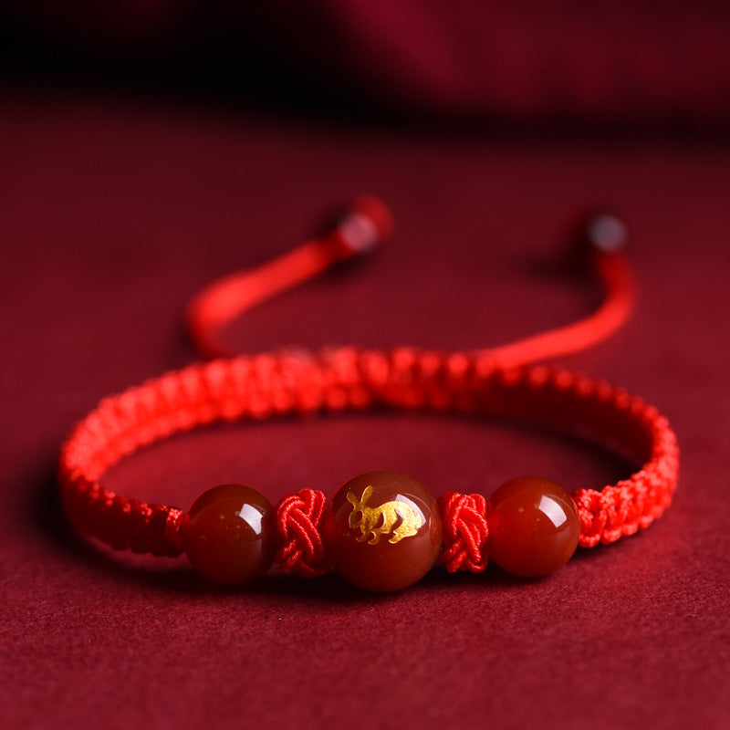 Pulseira de cordão vermelho com ágata dos guardiões do zodíaco